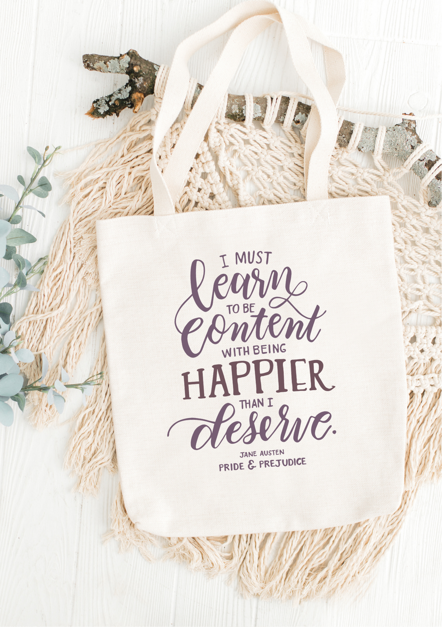 Pride and Prejudice quote tote bag