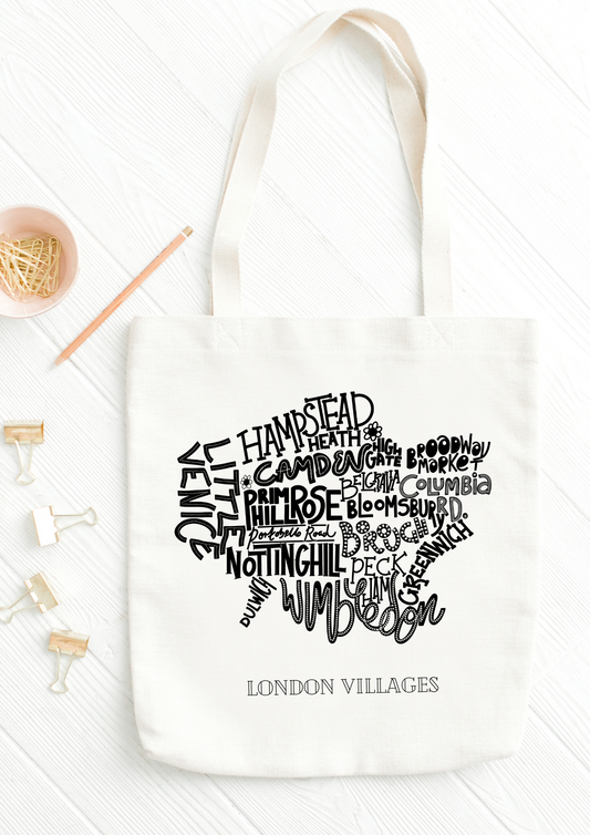 London Villages Typographic Tote Bag