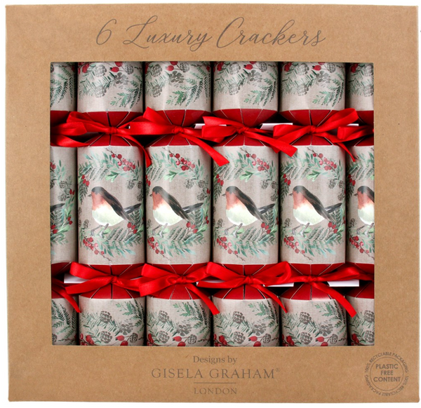 Robin Christmas Crackers Box of 6