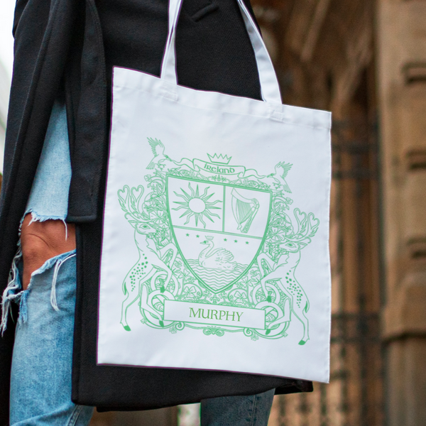 personalised irish crest tote bag